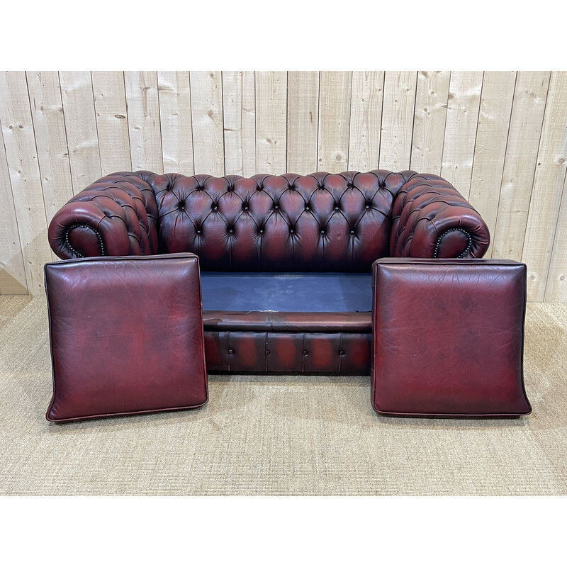 nægte Pludselig nedstigning Rejsebureau Vintage Chesterfield 2 seater sofa in red leather, 1980